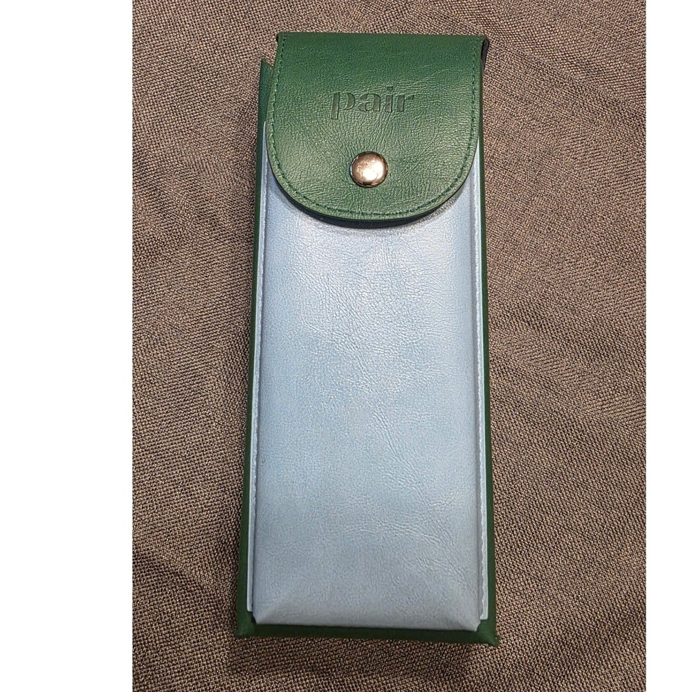 Pair Eyewear Hard Glasses Case Two-Tone Evergreen & Sky Blue Magnetic Snap Cover